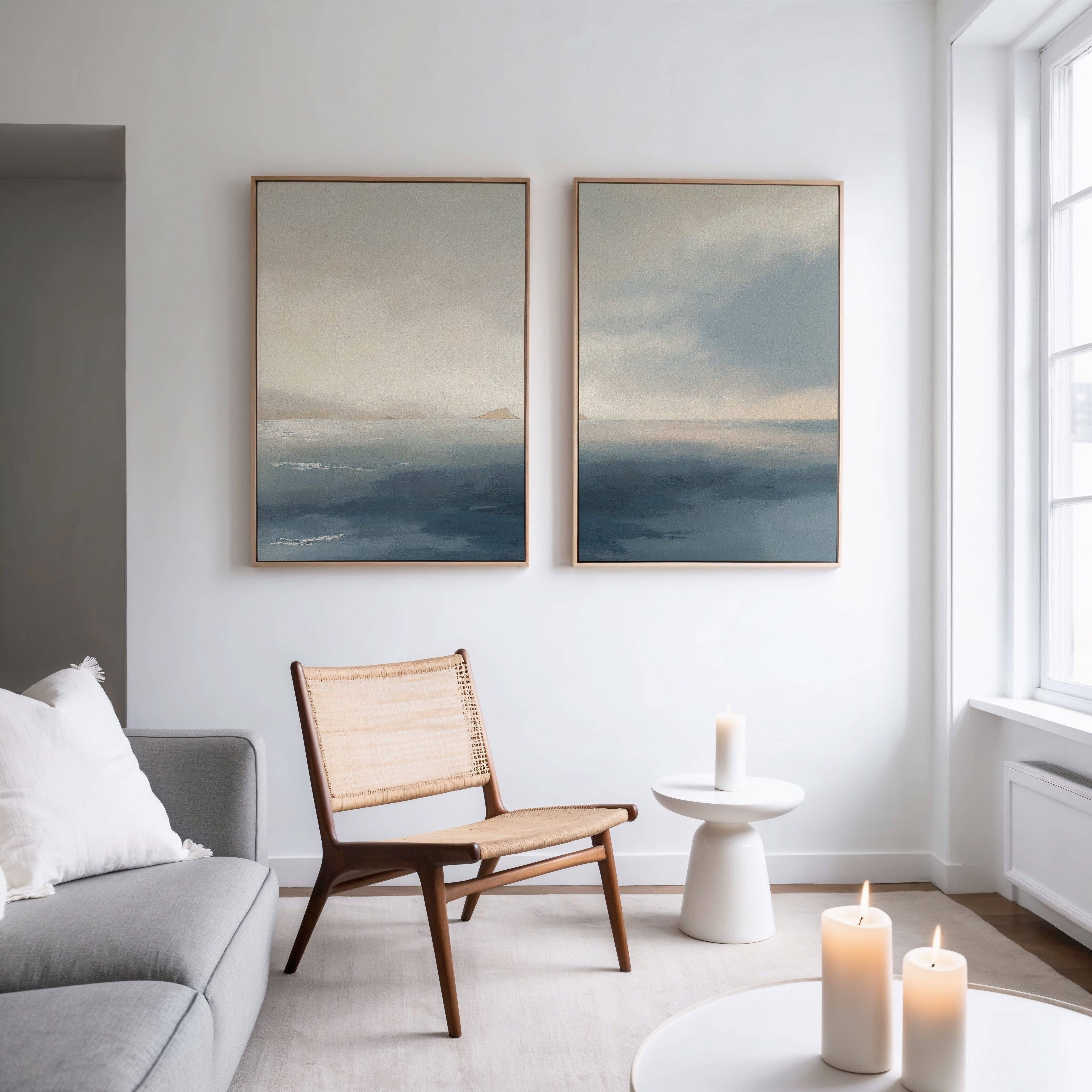 Whispers Across the Tide – Set of 2 Canvas Prints set of 2 – blue coastal canvas wall art by Aspire Prints