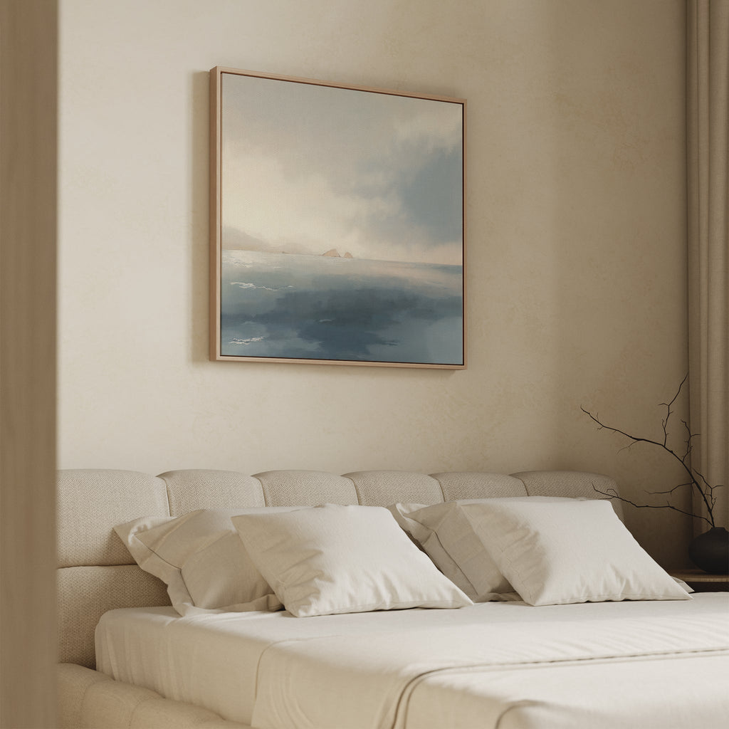 Whispers of the Far Shore Canvas Wall Art – blue coastal canvas wall art print by Aspire Prints