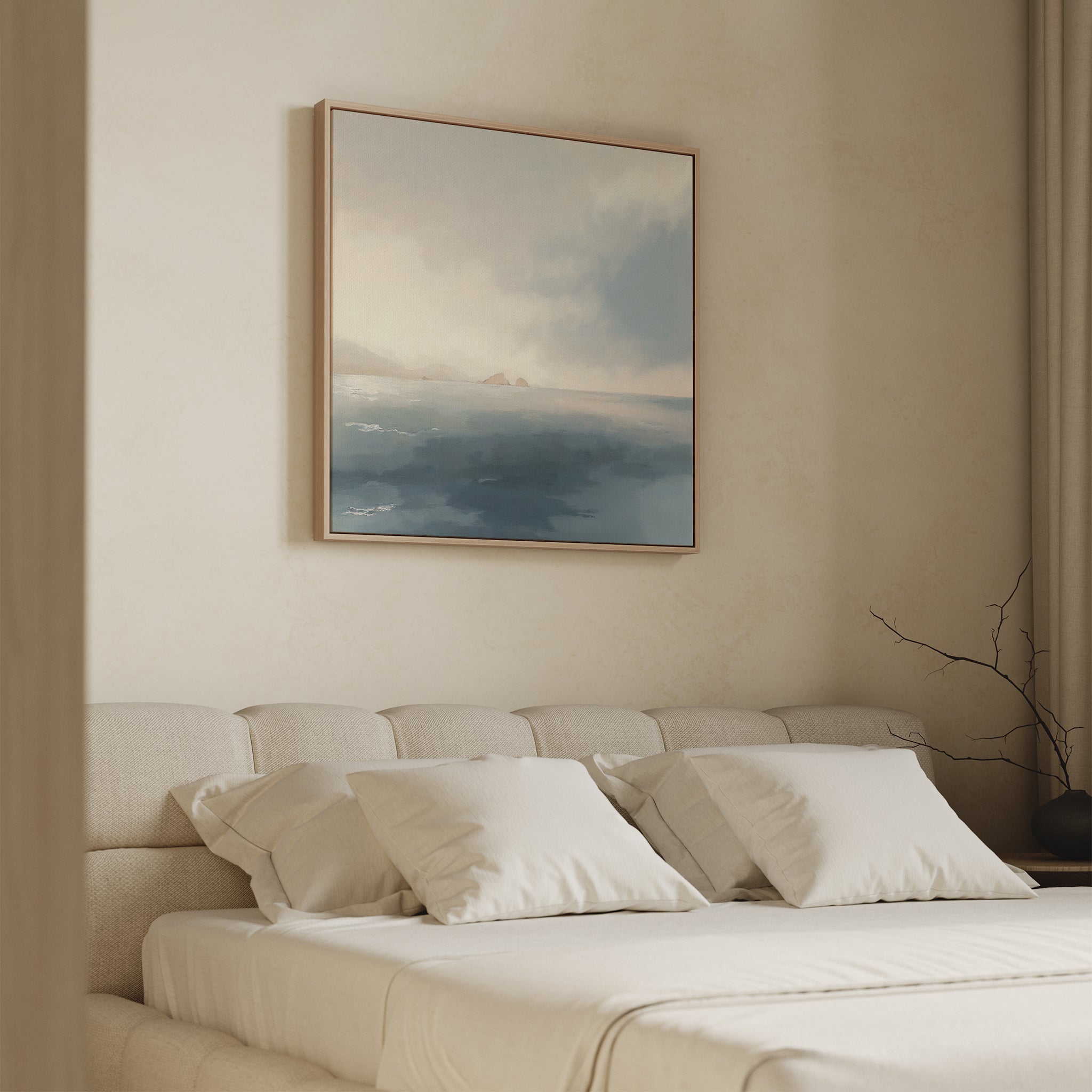 Whispers of the Far Shore Canvas Wall Art – blue coastal canvas wall art print by Aspire Prints