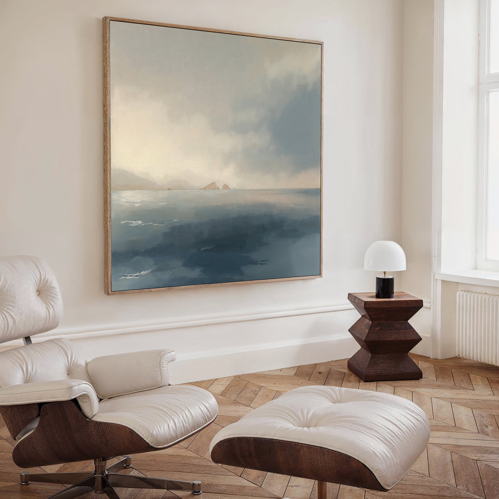 Whispers of the Far Shore Canvas Wall Art – blue coastal canvas wall art print by Aspire Prints