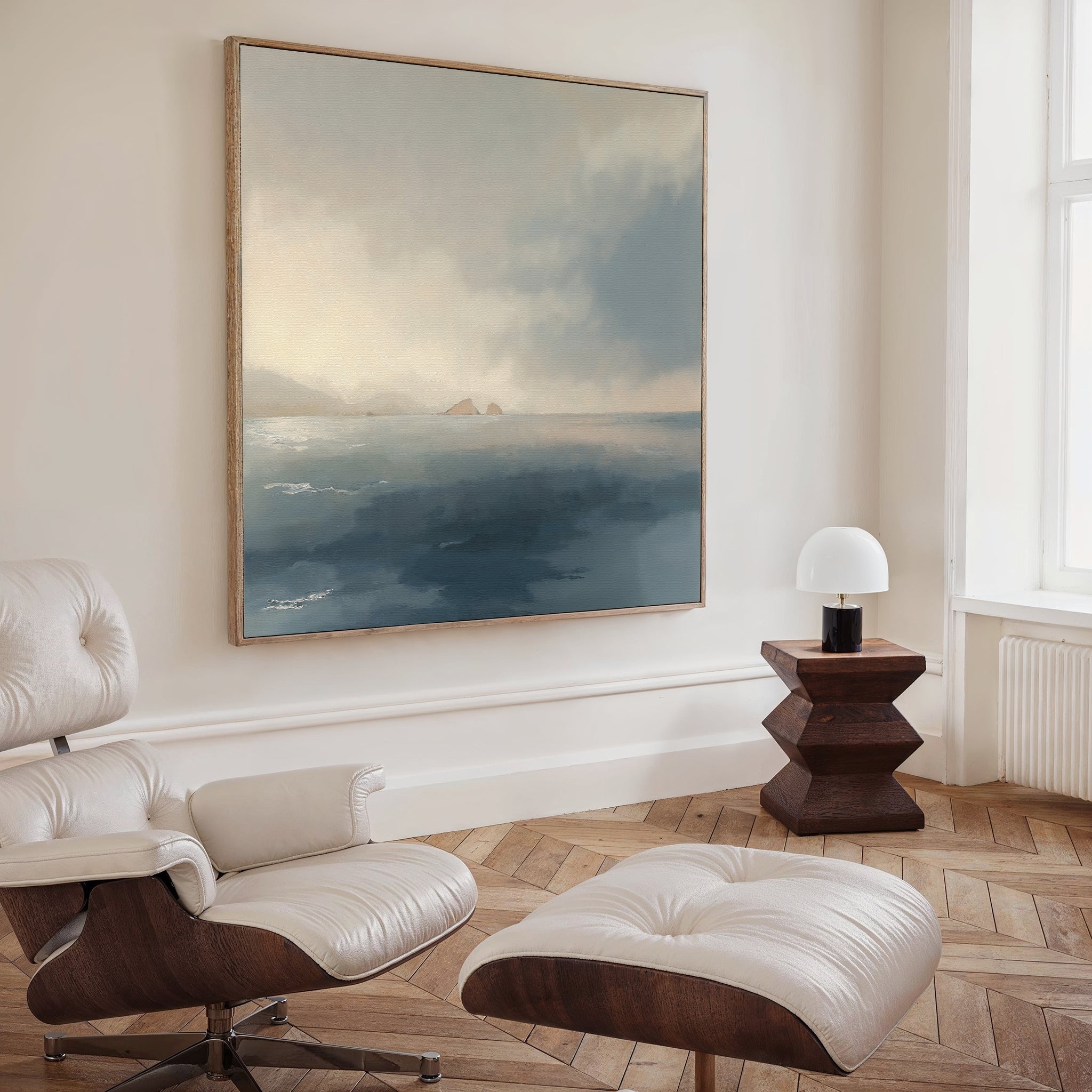 Whispers of the Far Shore Canvas Wall Art – blue coastal canvas wall art print by Aspire Prints