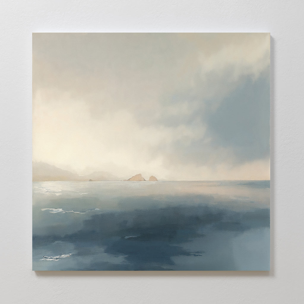 Whispers of the Far Shore Canvas Wall Art – blue coastal canvas wall art print by Aspire Prints