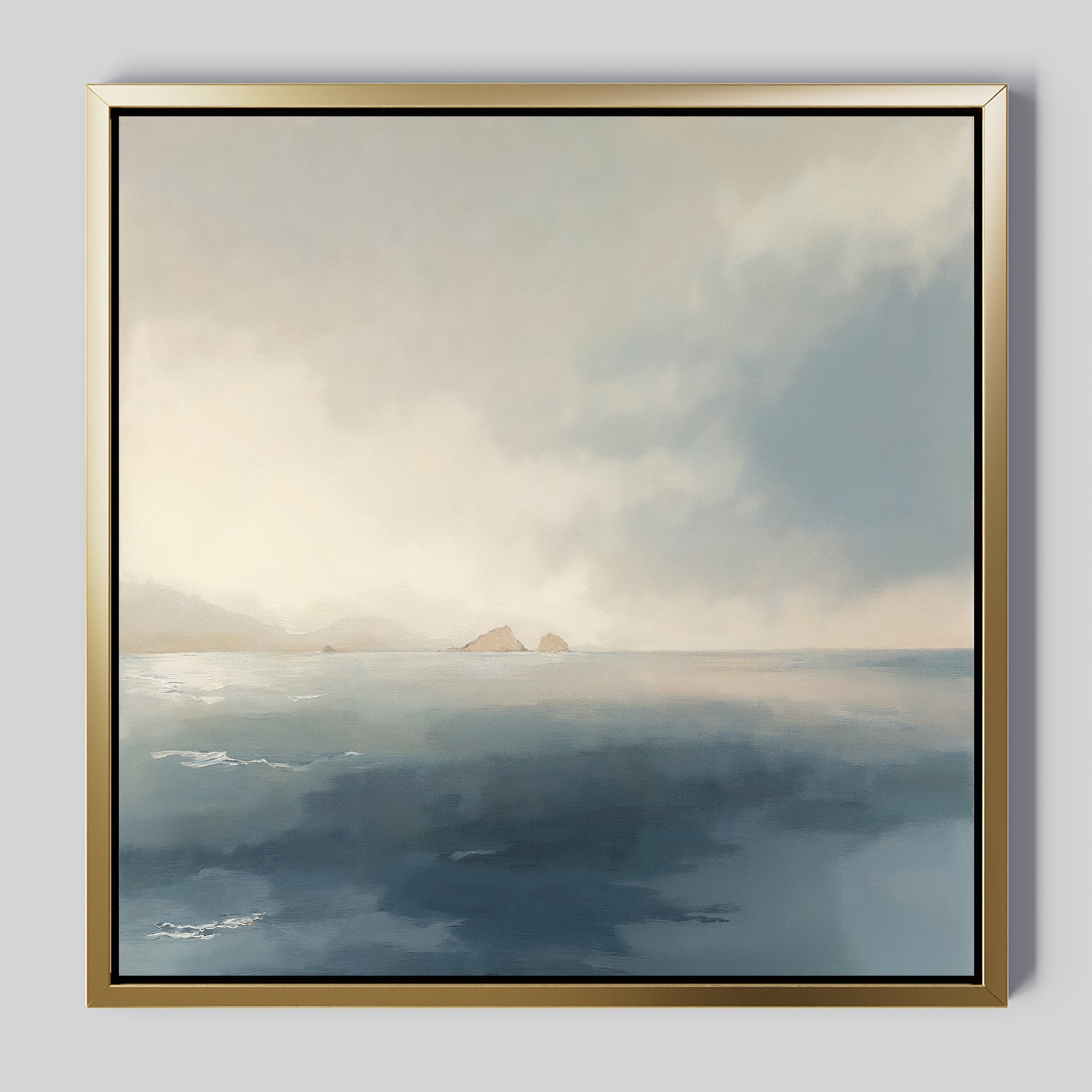Whispers of the Far Shore Canvas Wall Art – blue coastal canvas wall art print by Aspire Prints