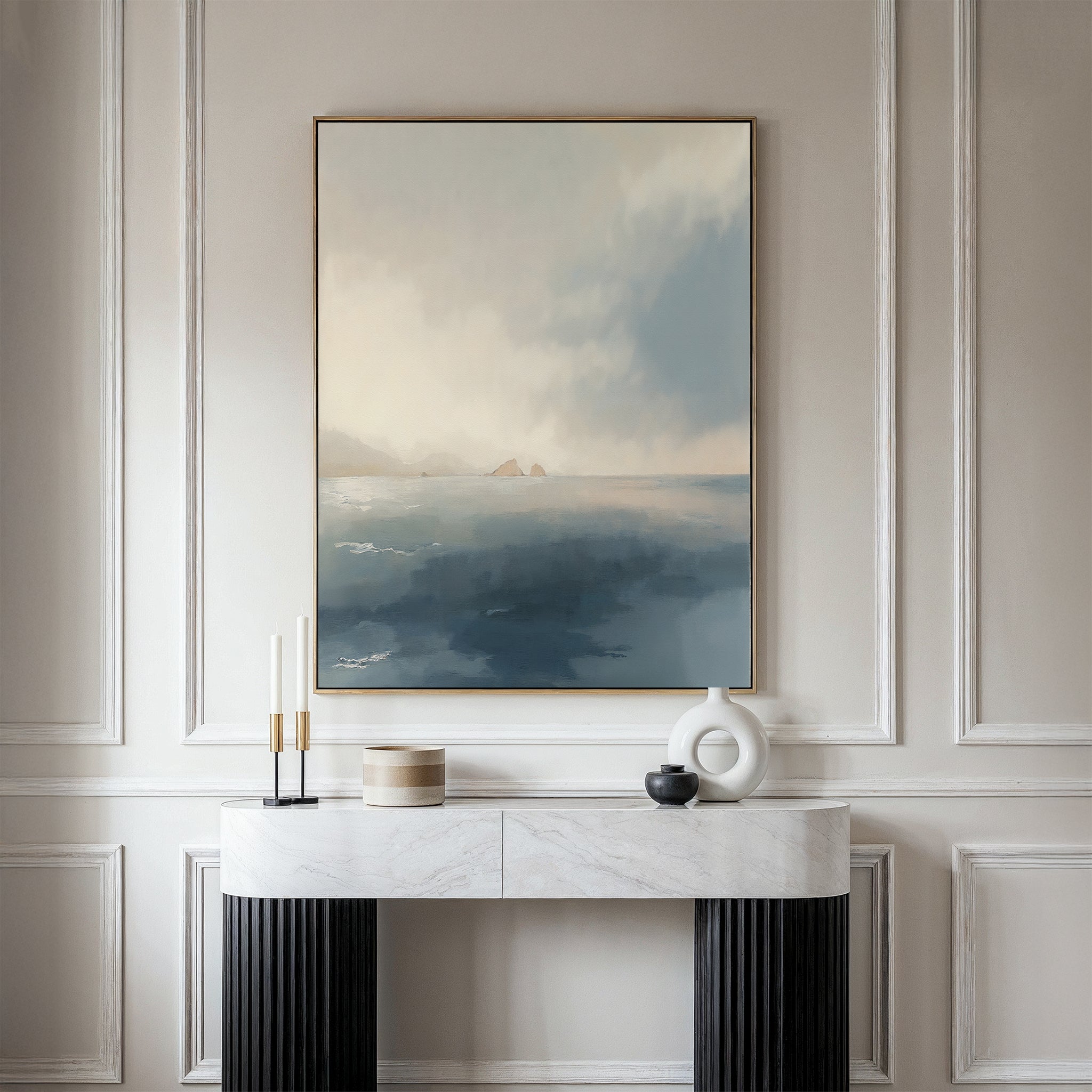 Whispers of the Horizon – blue coastal canvas wall art print by Aspire Prints