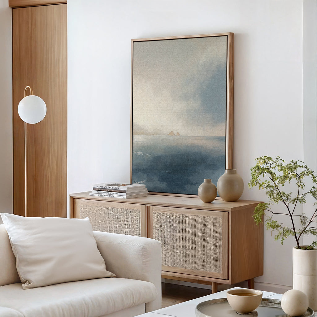 Whispers of the Horizon – blue coastal canvas wall art print by Aspire Prints