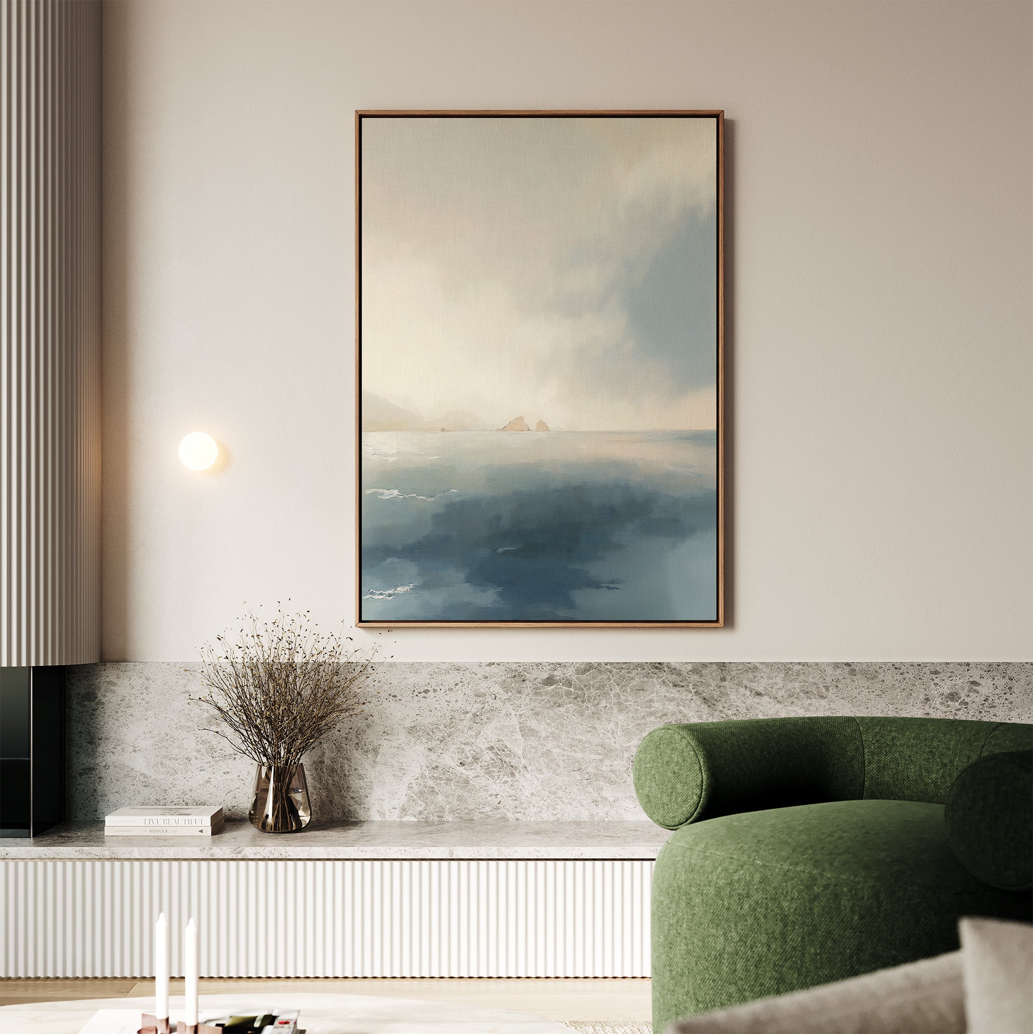 Whispers of the Horizon – blue coastal canvas wall art print by Aspire Prints