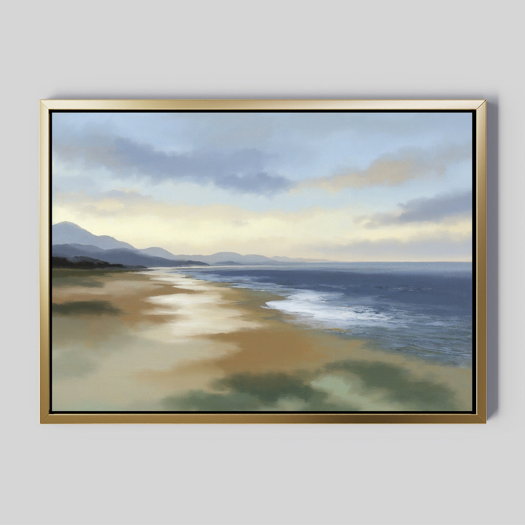 Where the Tide Forgets – blue vintage canvas wall art print by Aspire Prints