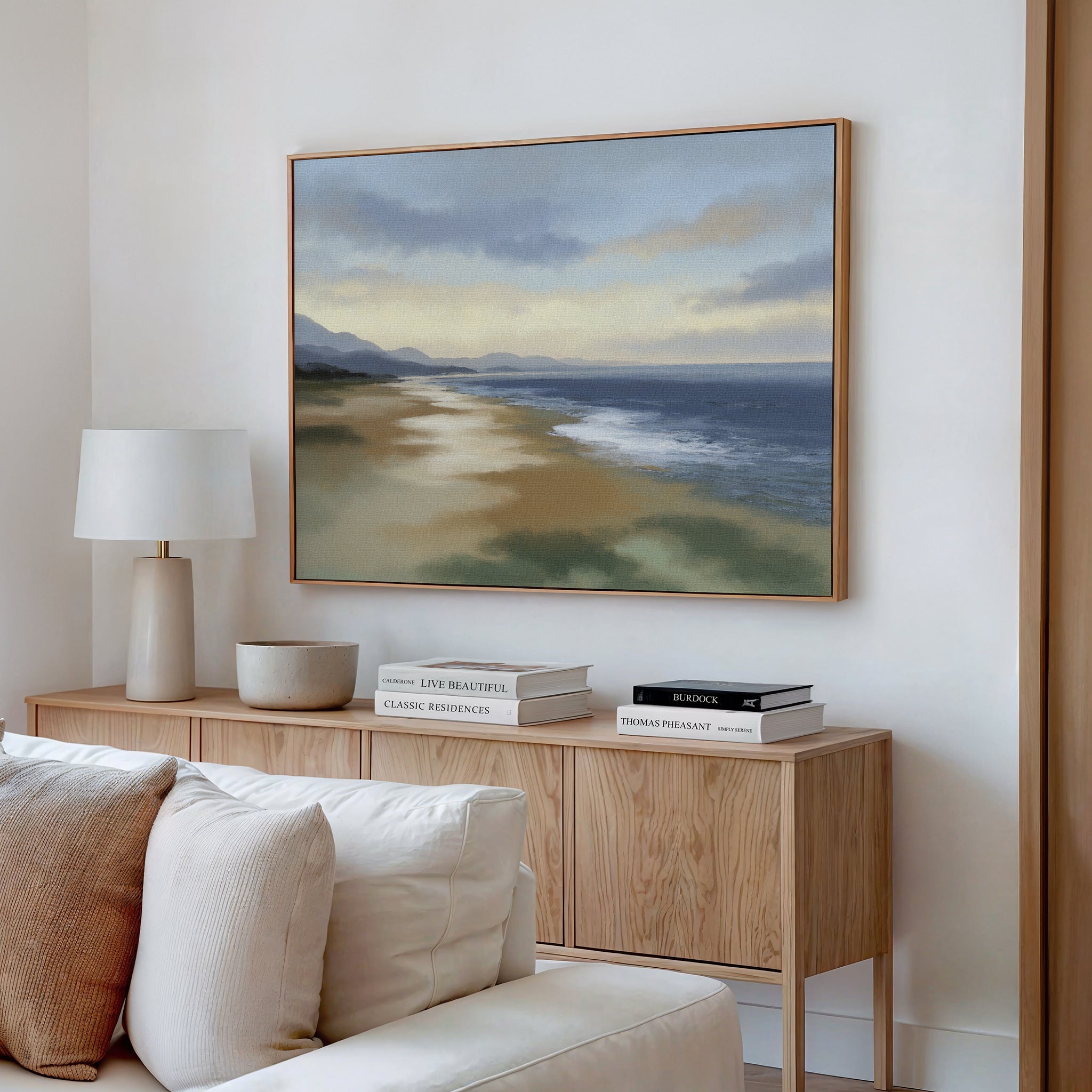 Where the Tide Forgets – blue vintage canvas wall art print by Aspire Prints