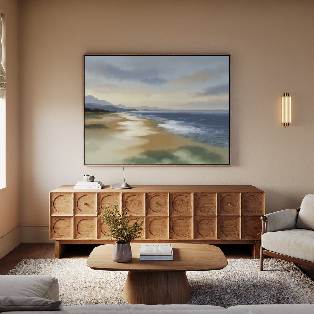 Where the Tide Forgets – blue vintage canvas wall art print by Aspire Prints