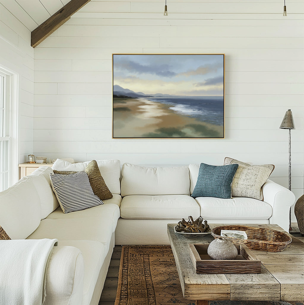 Where the Tide Forgets – blue vintage canvas wall art print by Aspire Prints