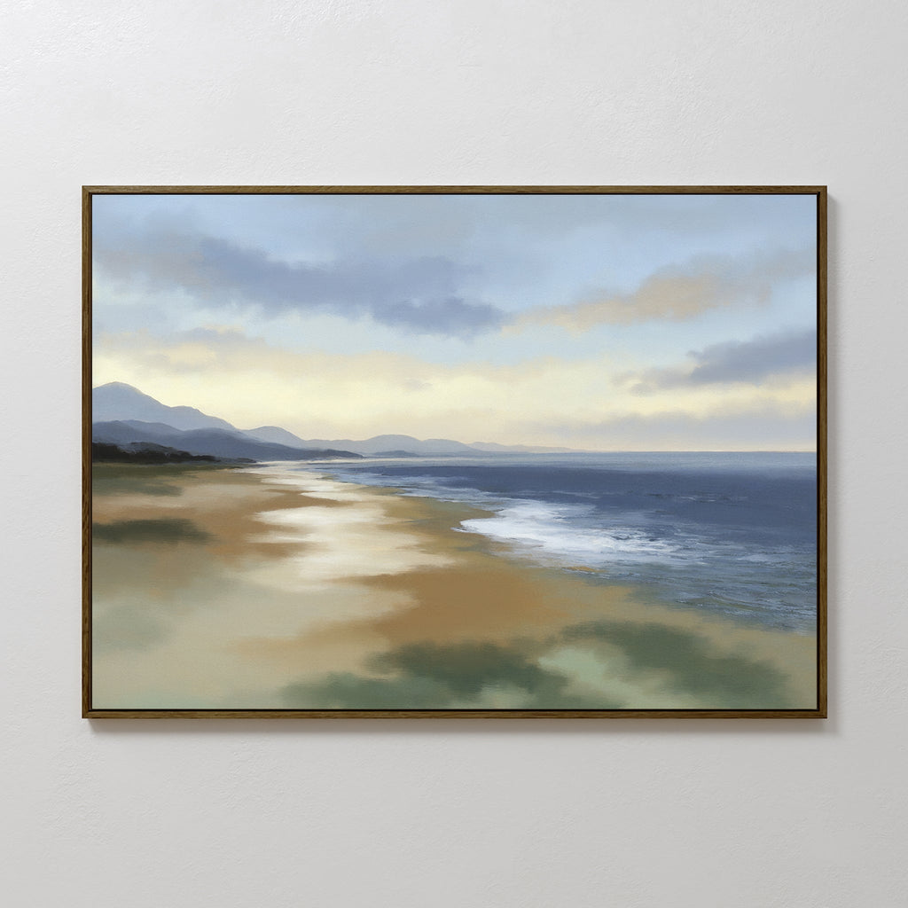 Where the Tide Forgets – blue vintage canvas wall art print by Aspire Prints