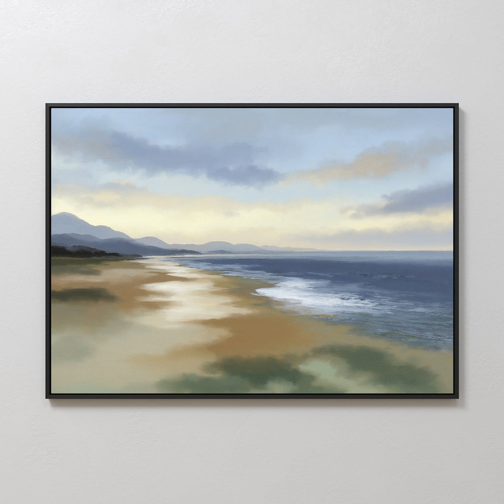 Where the Tide Forgets – blue vintage canvas wall art print by Aspire Prints