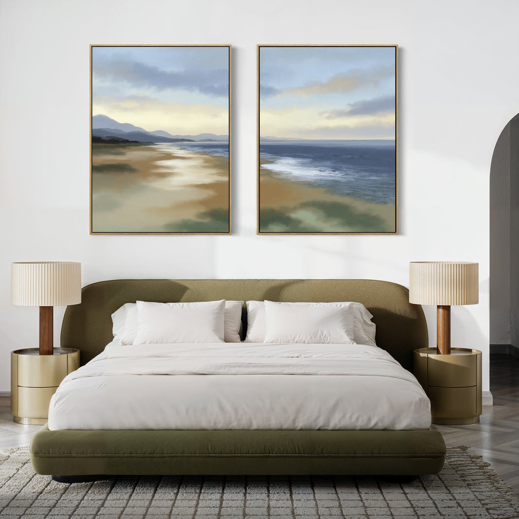 Where the Tides Whisper – Set of 2 Canvas Prints set of 2 – blue vintage canvas wall art by Aspire Prints