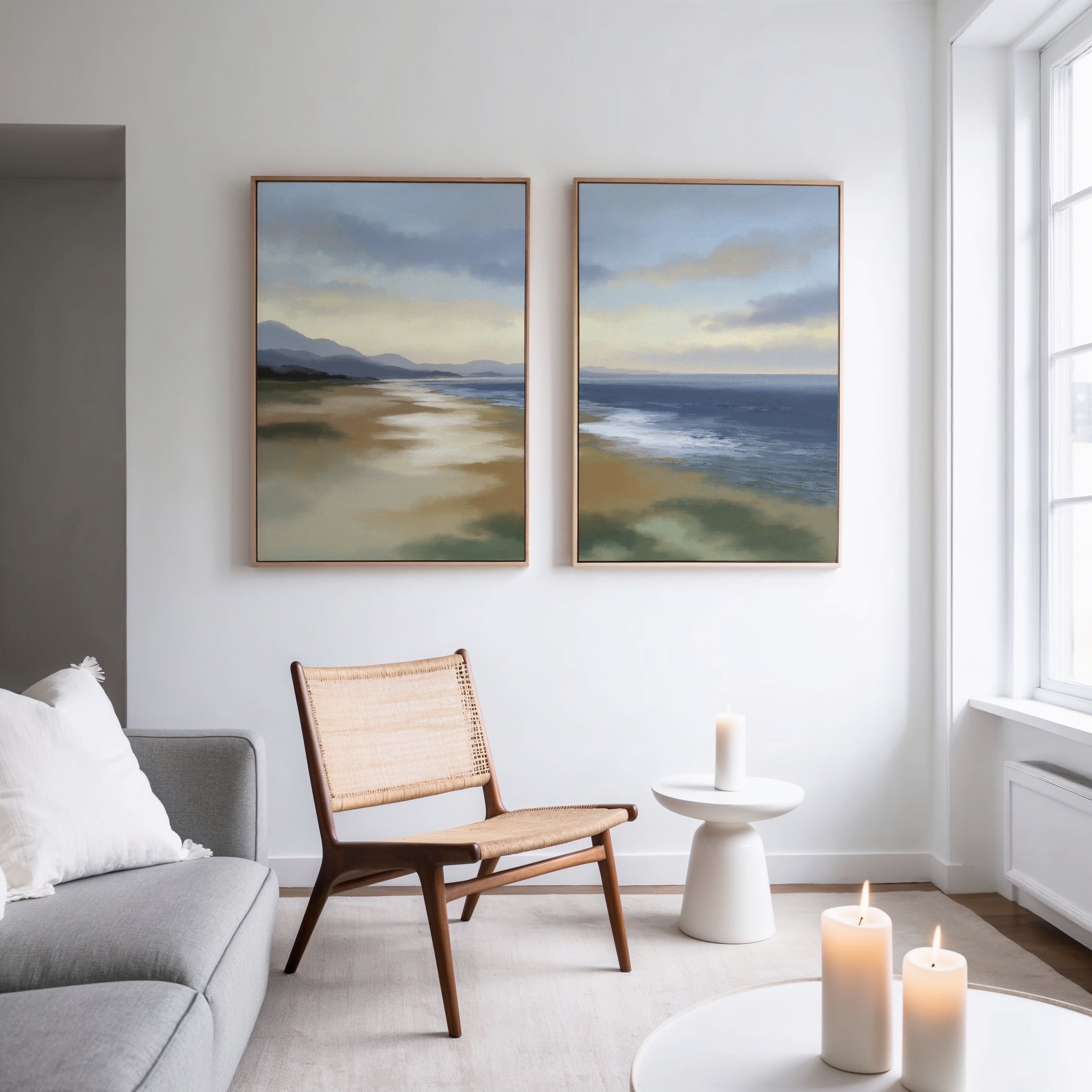 Where the Tides Whisper – Set of 2 Canvas Prints set of 2 – blue vintage canvas wall art by Aspire Prints