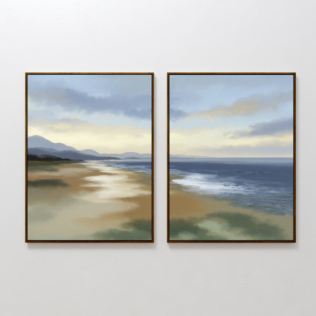 Where the Tides Whisper – Set of 2 Canvas Prints set of 2 – blue vintage canvas wall art by Aspire Prints
