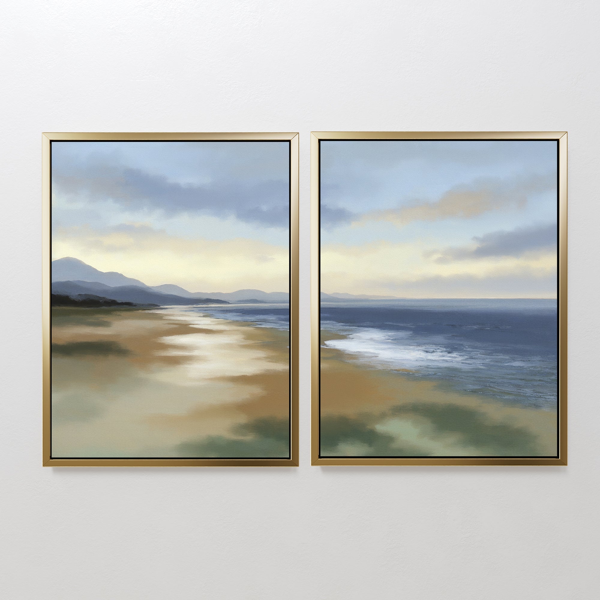 Where the Tides Whisper – Set of 2 Canvas Prints set of 2 – blue vintage canvas wall art by Aspire Prints