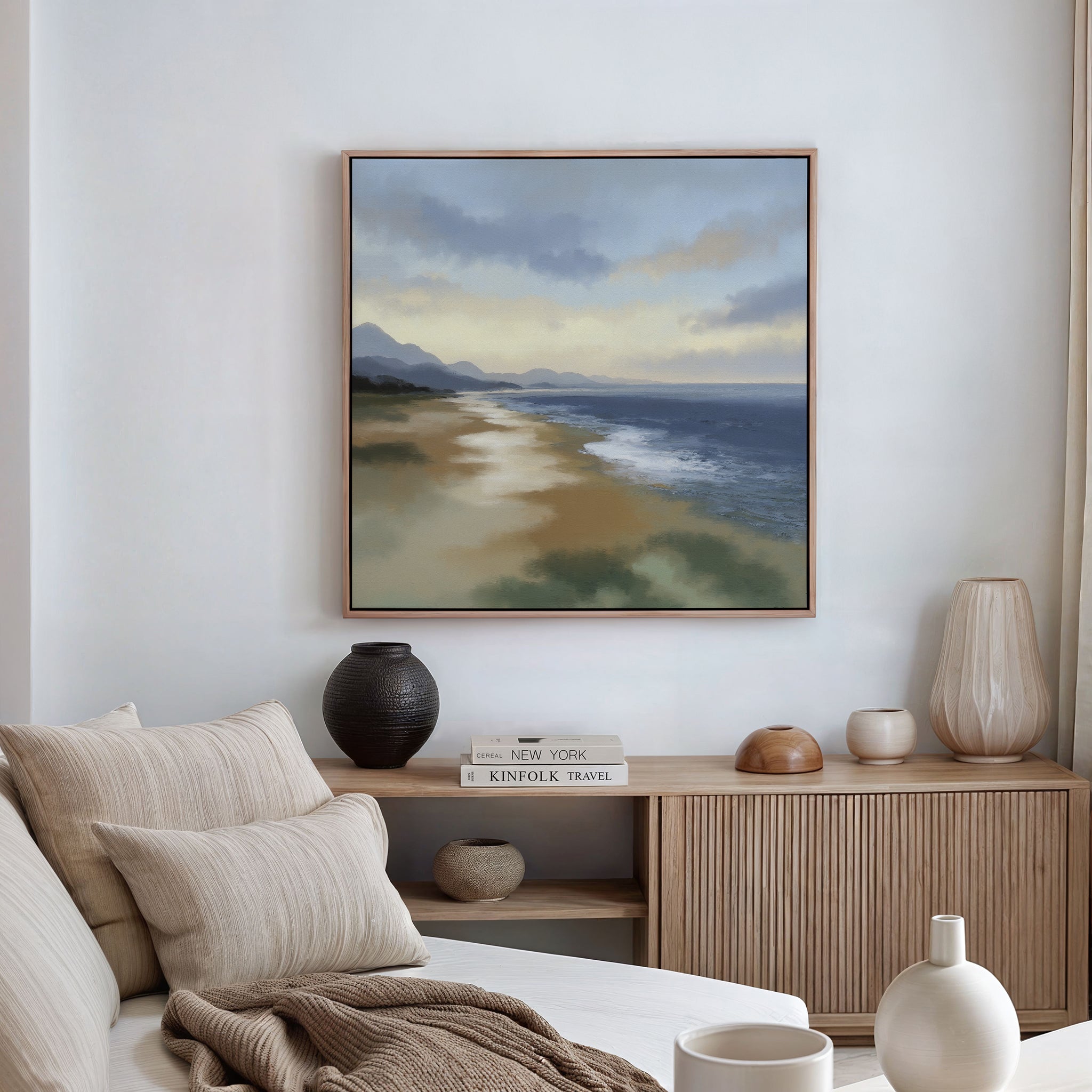 Where the Tide Forgets – blue vintage canvas wall art print by Aspire Prints