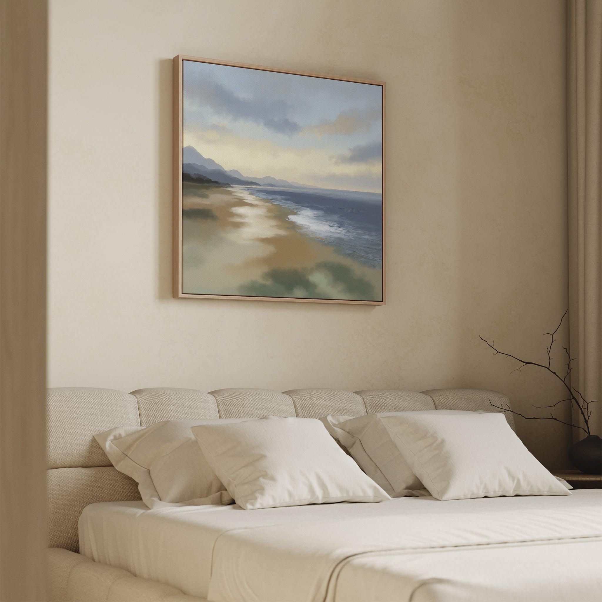 Where the Tide Forgets – blue vintage canvas wall art print by Aspire Prints