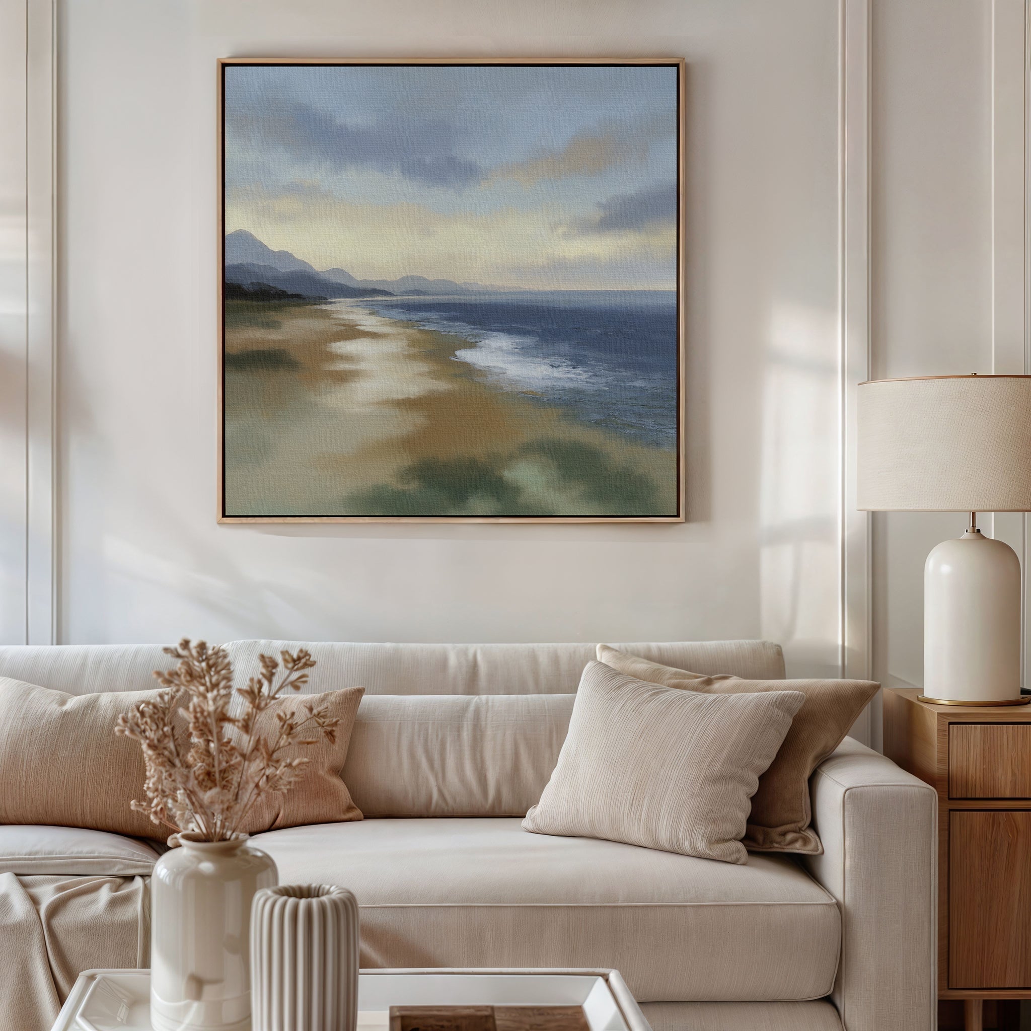 Where the Tide Forgets – blue vintage canvas wall art print by Aspire Prints