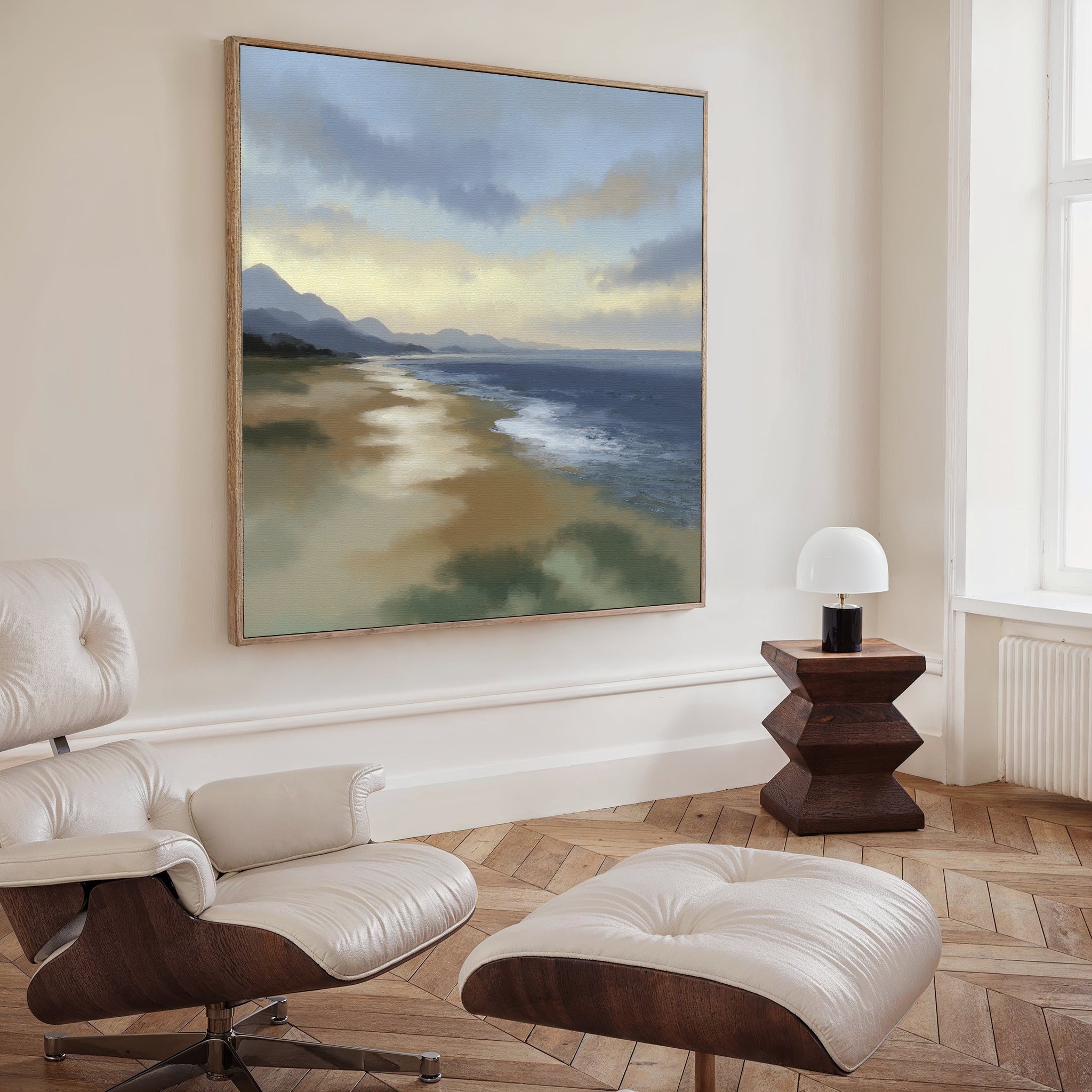 Where the Tide Forgets – blue vintage canvas wall art print by Aspire Prints