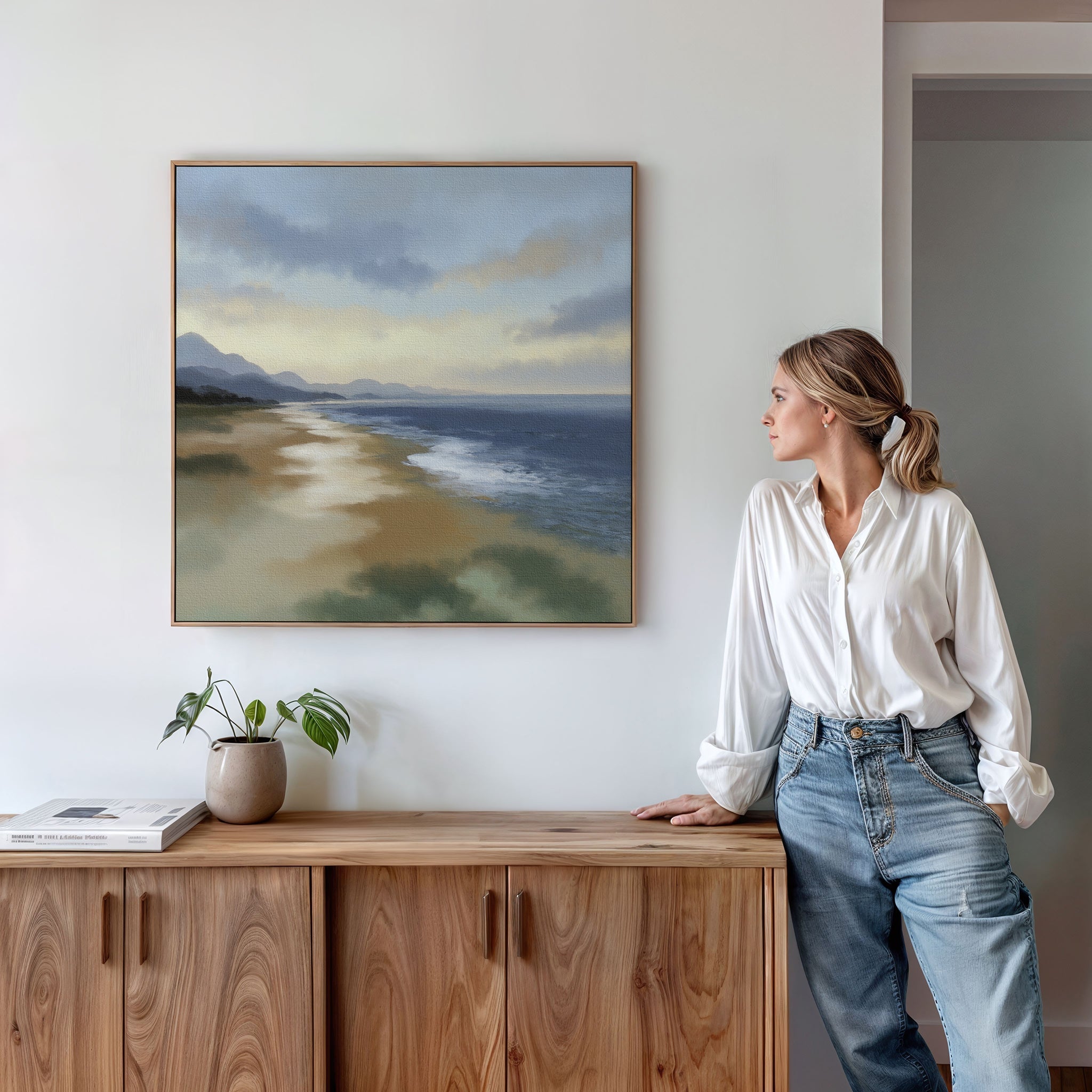 Where the Tide Forgets – blue vintage canvas wall art print by Aspire Prints
