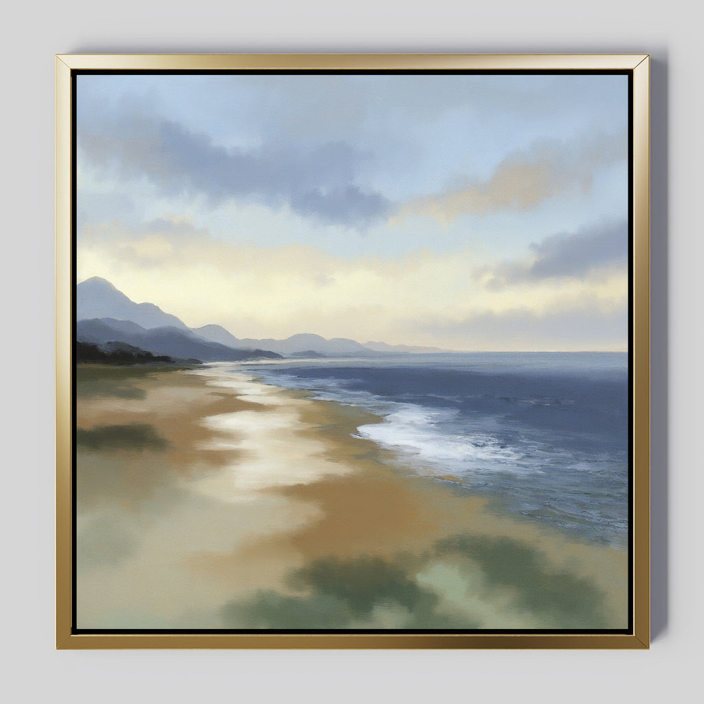Where the Tide Forgets – blue vintage canvas wall art print by Aspire Prints