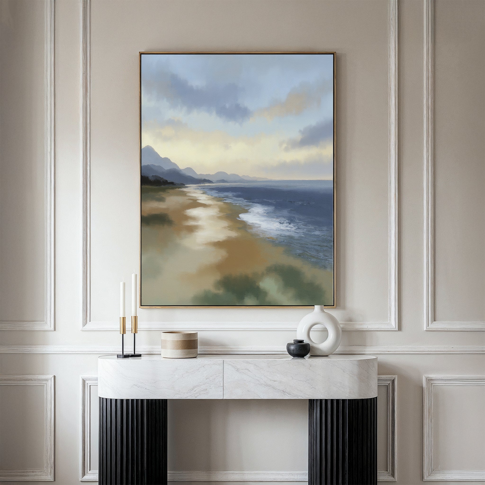 Whispers of the Tideline – blue vintage canvas wall art print by Aspire Prints