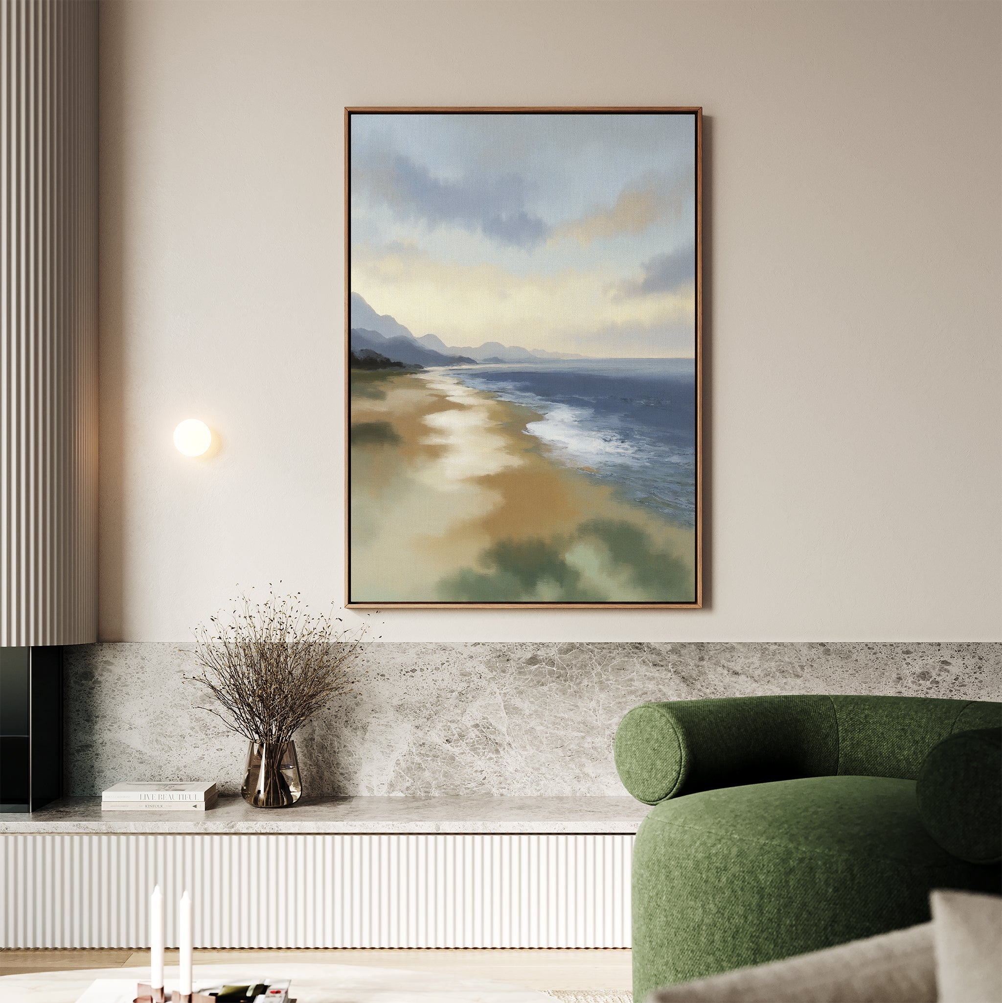 Whispers of the Tideline – blue vintage canvas wall art print by Aspire Prints