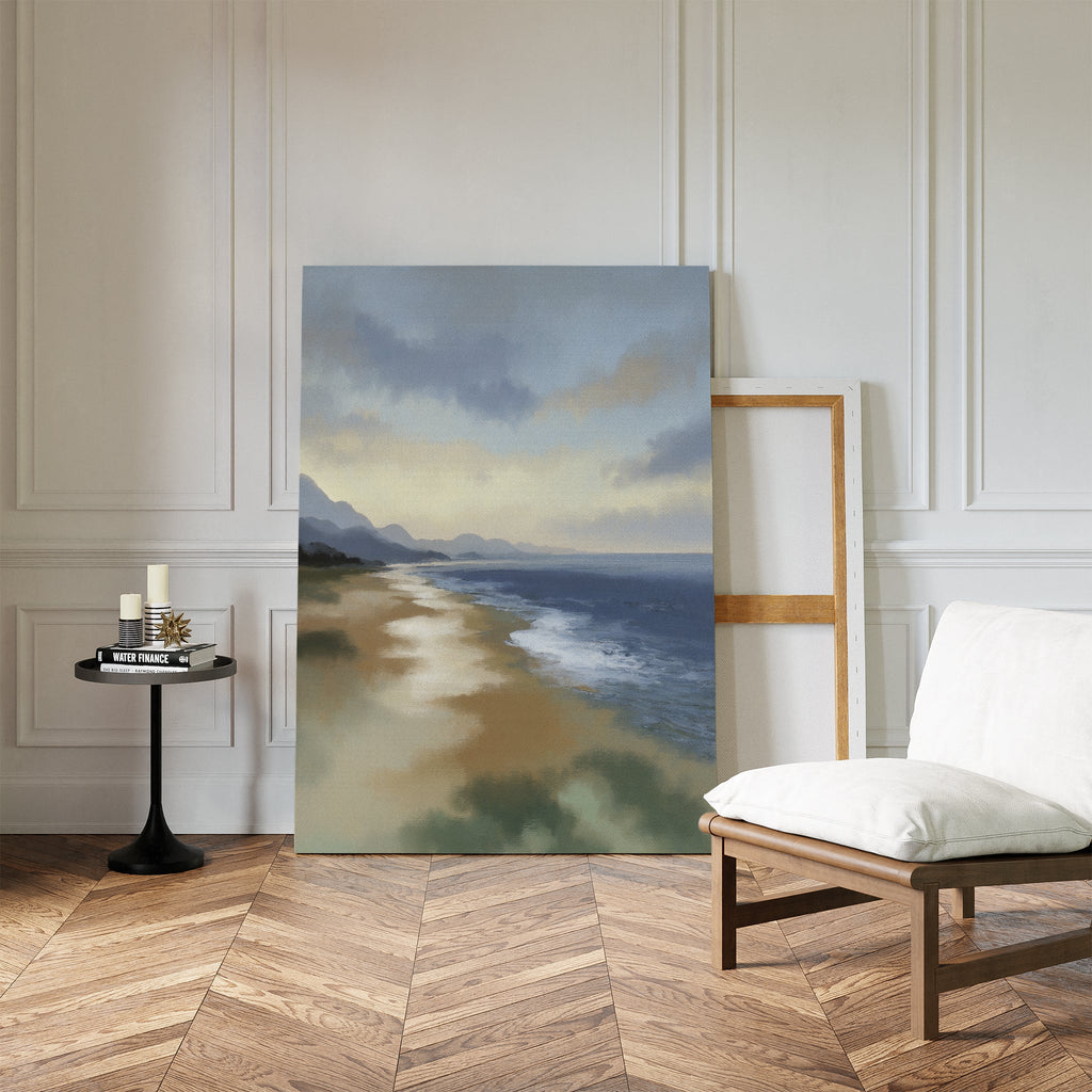 Whispers of the Tideline – blue vintage canvas wall art print by Aspire Prints