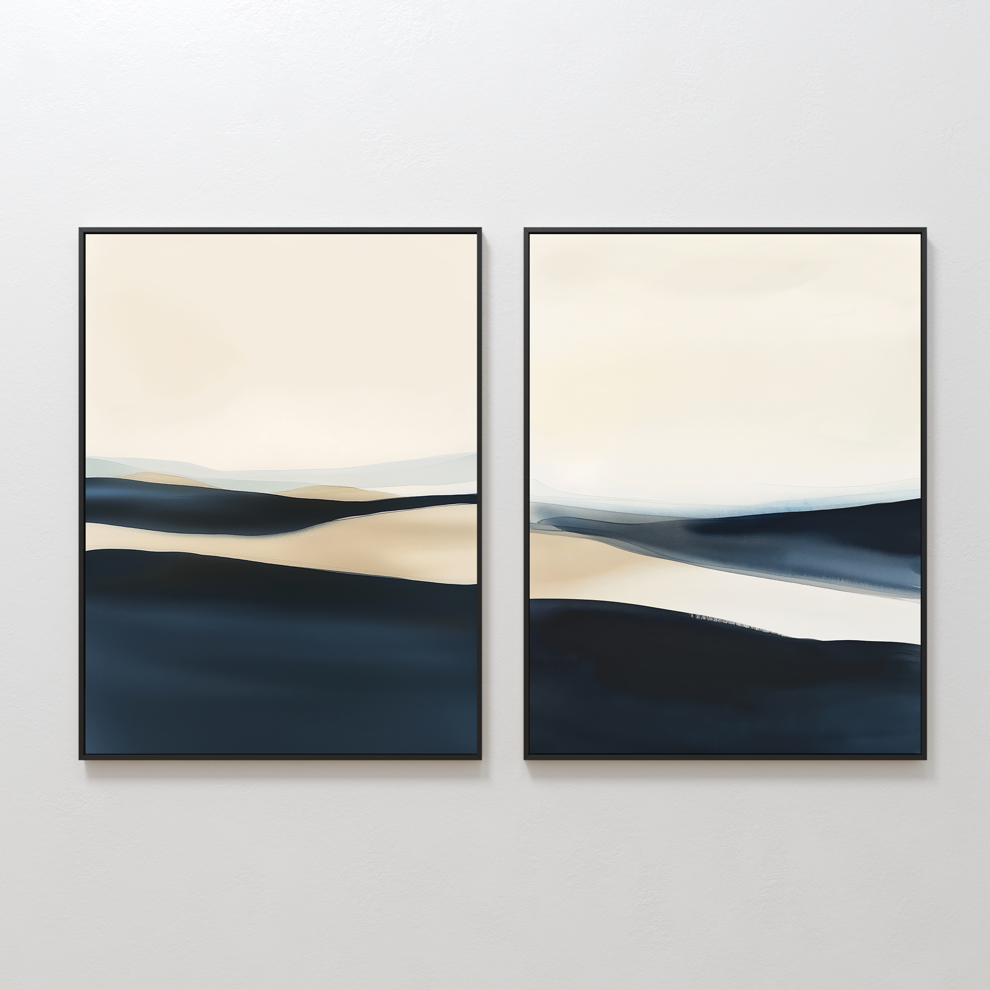 Whispers of the Tideline – Set of 2 Canvas Prints set of 2 – blue landscape canvas wall art by Aspire Prints