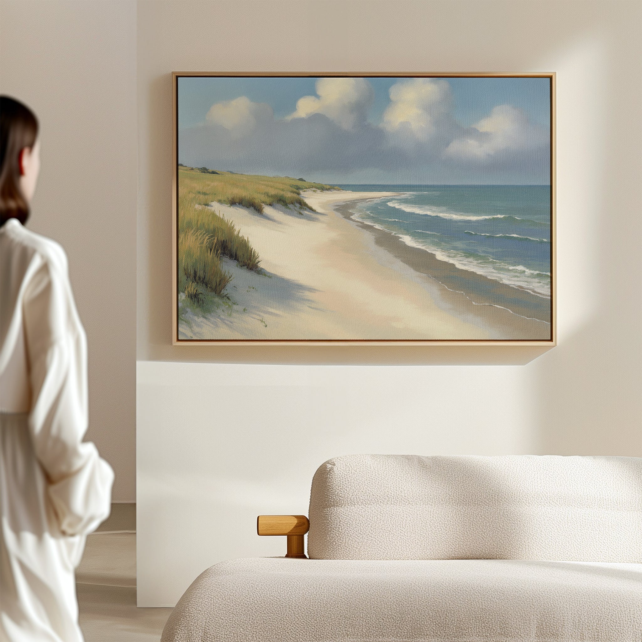 Where the Dunes Sigh – green vintage canvas wall art print by Aspire Prints