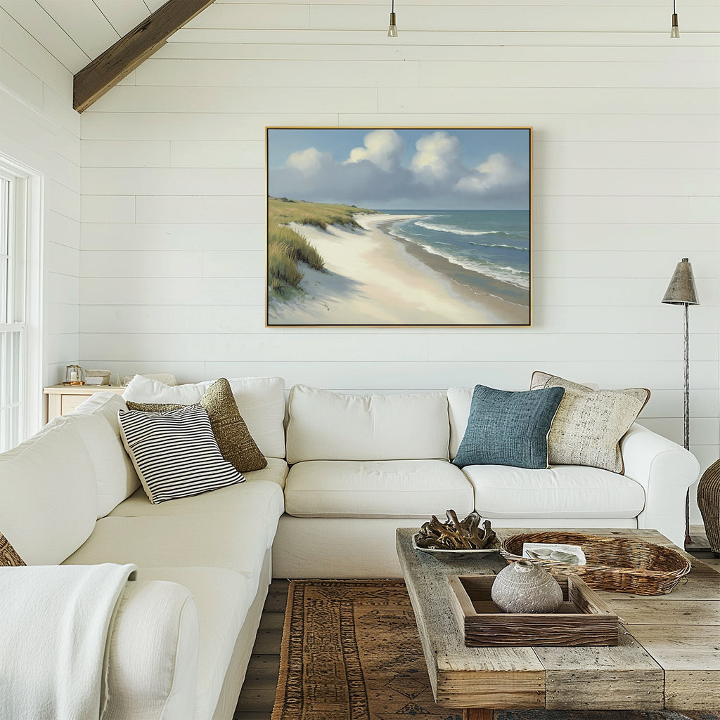 Where the Dunes Sigh – green vintage canvas wall art print by Aspire Prints