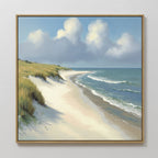 Whispering Dunes at Dawn – green vintage canvas wall art print by Aspire Prints