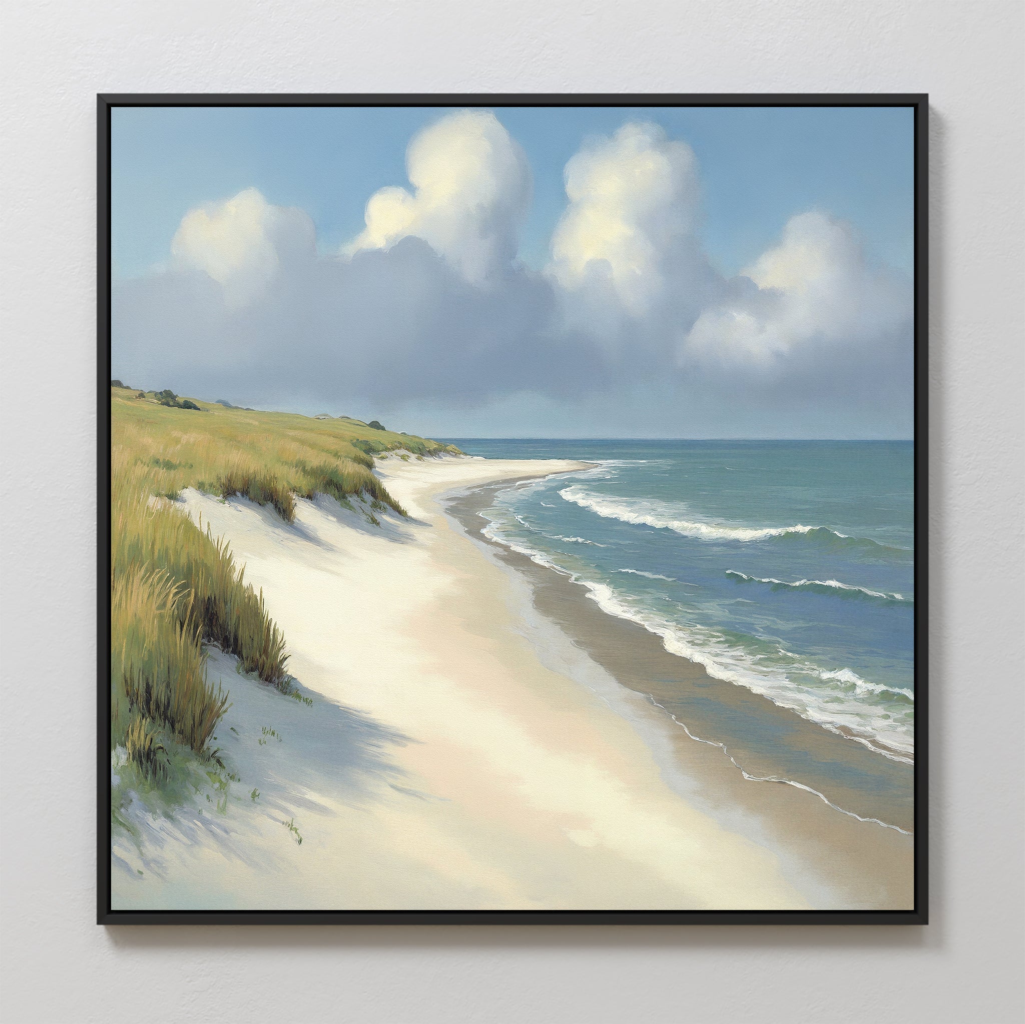 Whispering Dunes at Dawn – green vintage canvas wall art print by Aspire Prints