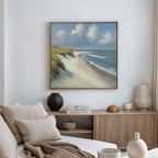 Whispering Dunes at Dawn – green vintage canvas wall art print by Aspire Prints
