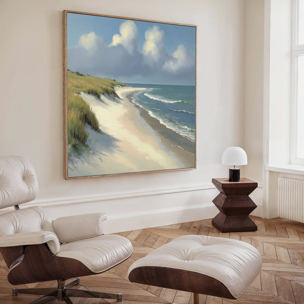 Whispering Dunes at Dawn – green vintage canvas wall art print by Aspire Prints
