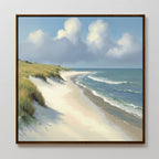 Whispering Dunes at Dawn – green vintage canvas wall art print by Aspire Prints