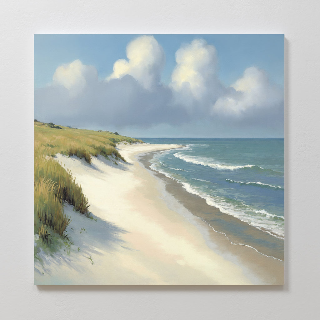 Whispering Dunes at Dawn – green vintage canvas wall art print by Aspire Prints