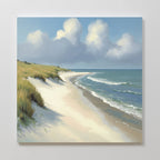 Whispering Dunes at Dawn – green vintage canvas wall art print by Aspire Prints