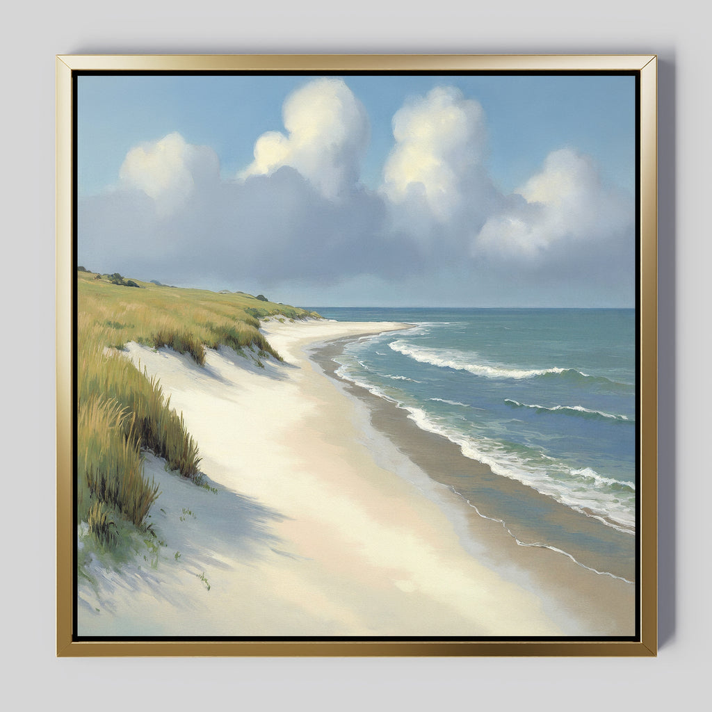 Whispering Dunes at Dawn – green vintage canvas wall art print by Aspire Prints
