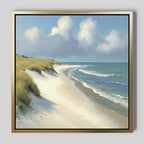 Whispering Dunes at Dawn – green vintage canvas wall art print by Aspire Prints