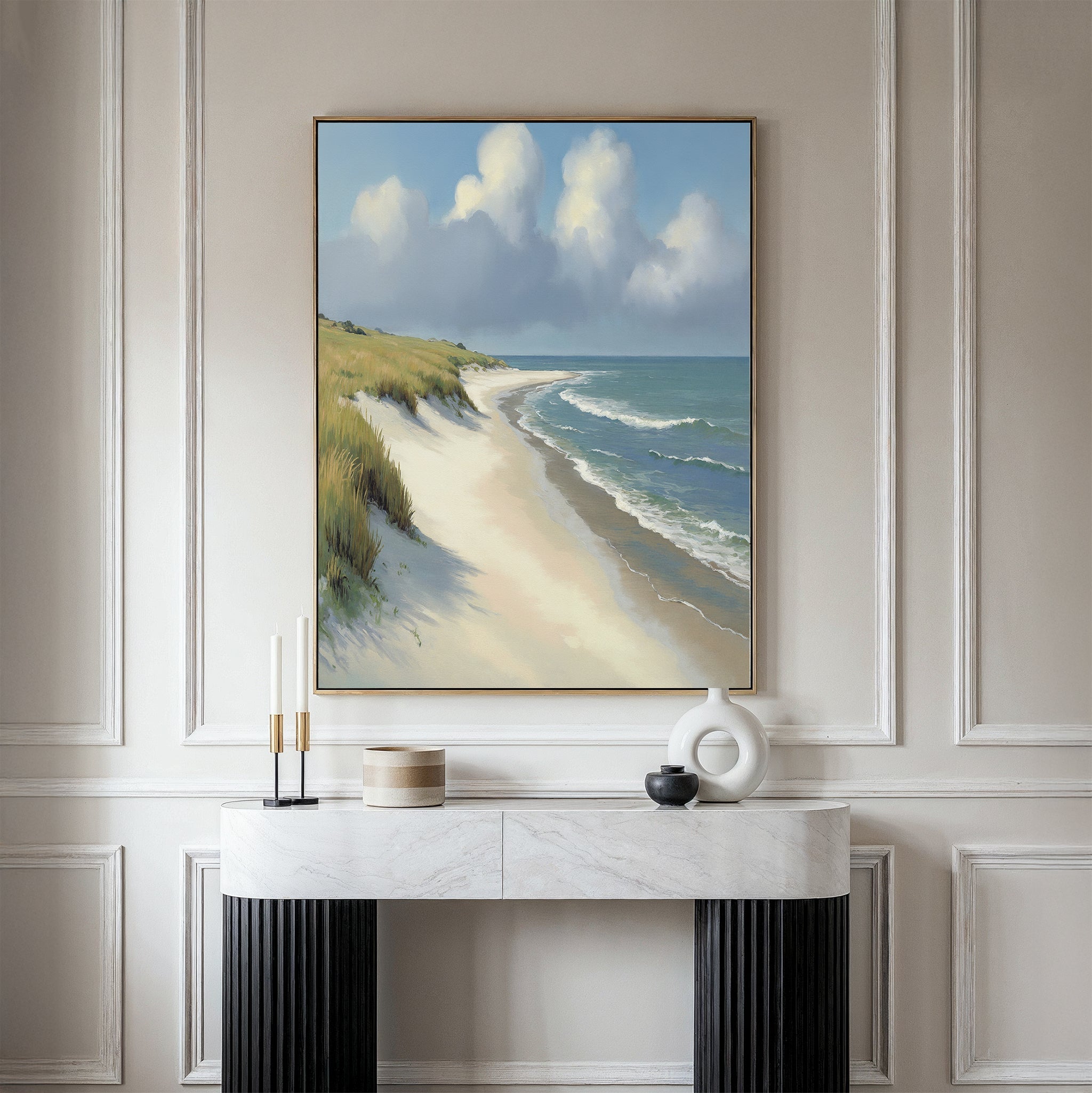 Where the Dunes Exhale – green vintage canvas wall art print by Aspire Prints