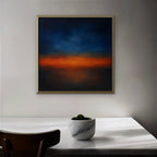 Ember Twilight Canvas Art - Square – Gold Floating Frame in room setting