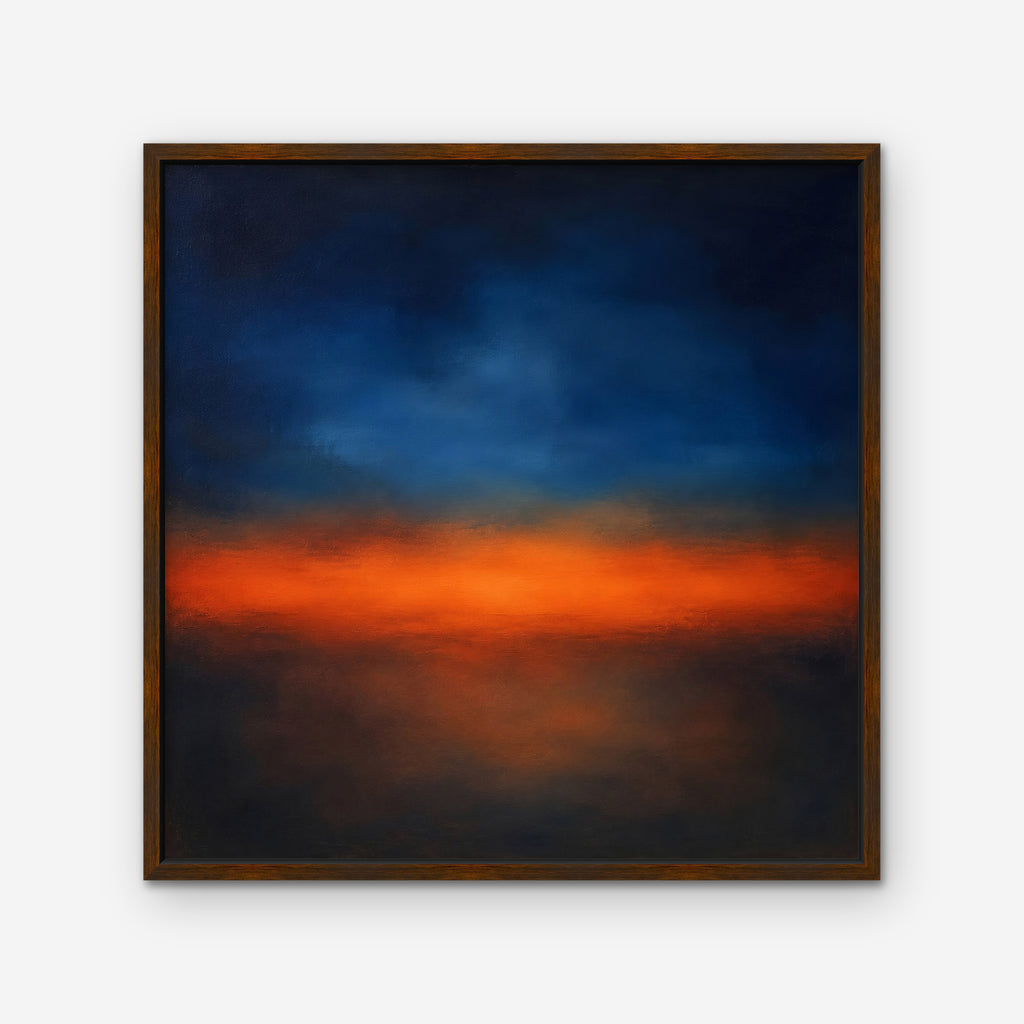 Ember Twilight Canvas Art - Square – Walnut Floating Frame on white background