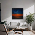 Ember Twilight Canvas Art - Square – White Floating Frame in room setting