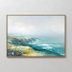 Where the Sea Meets Fire – blue landscape canvas wall art print by Aspire Prints