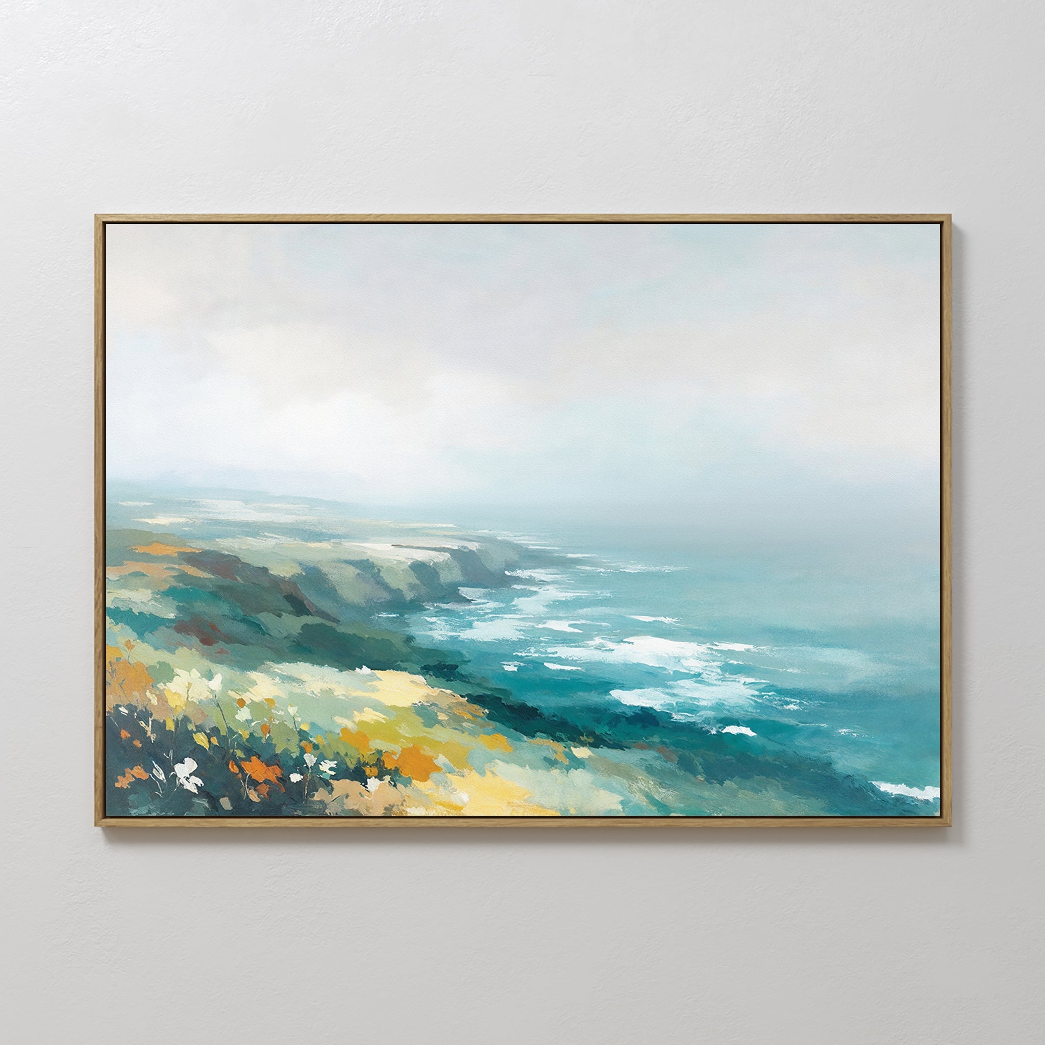 Where the Sea Meets Fire – blue landscape canvas wall art print by Aspire Prints