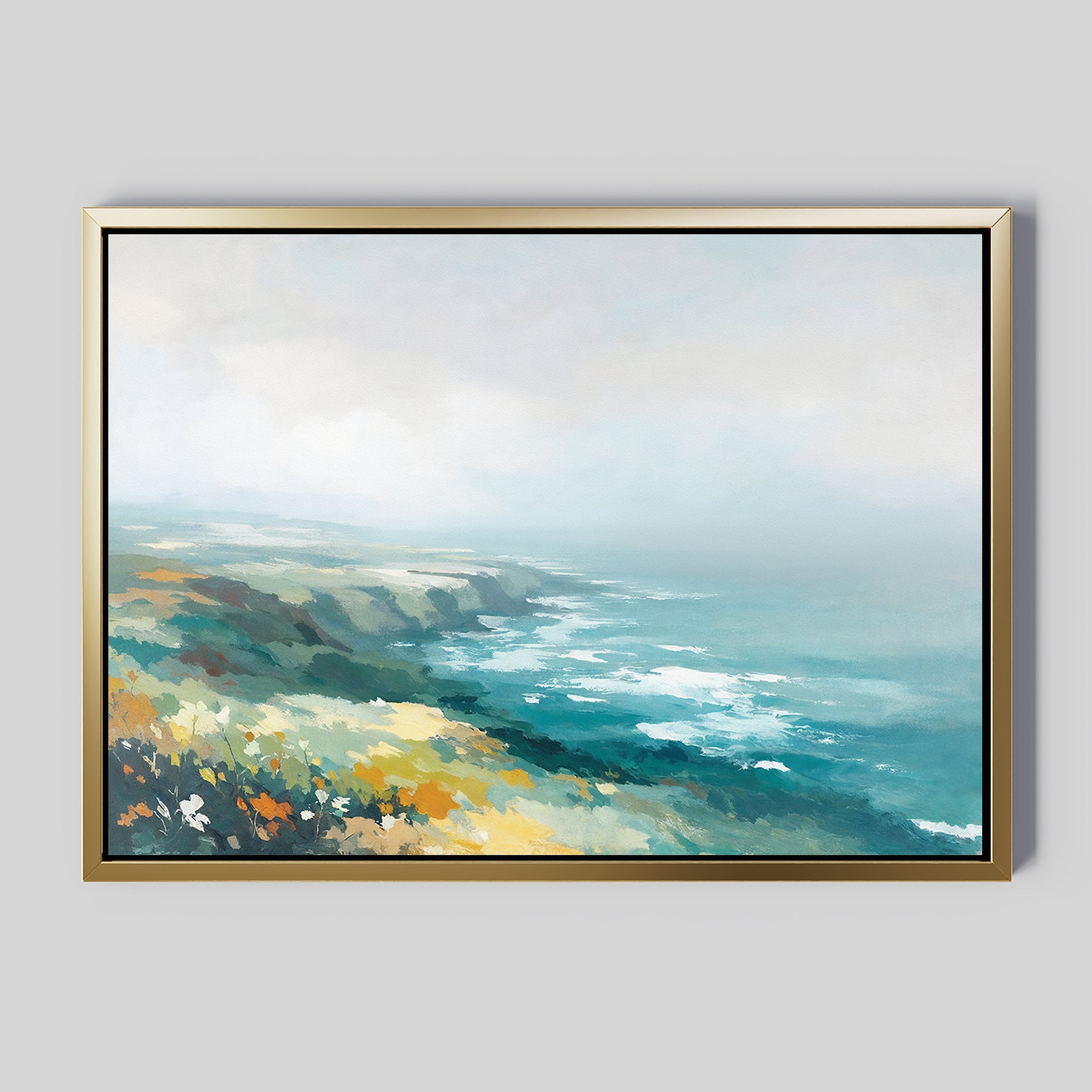 Where the Sea Meets Fire – blue landscape canvas wall art print by Aspire Prints
