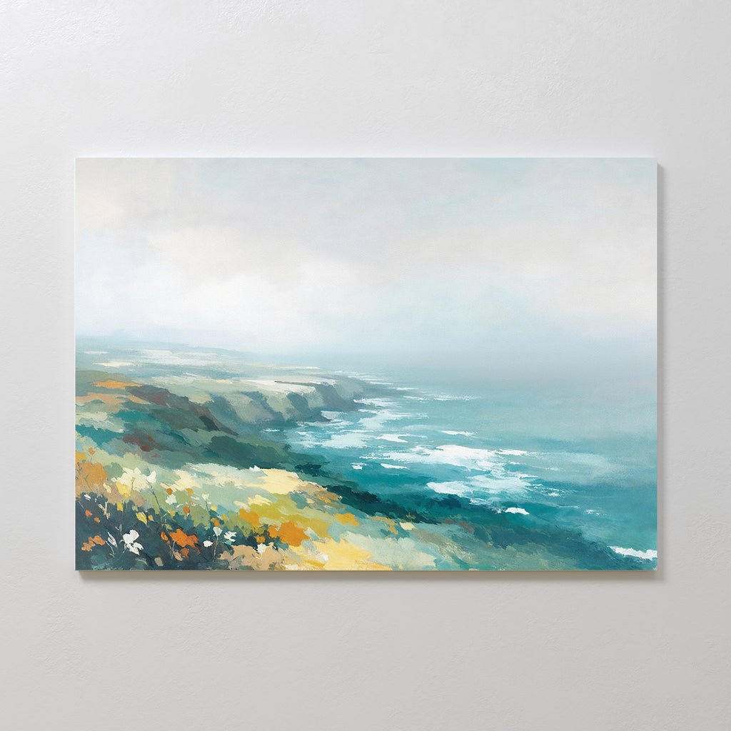 Where the Sea Meets Fire – blue landscape canvas wall art print by Aspire Prints