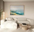 Where the Sea Meets Fire – blue landscape canvas wall art print by Aspire Prints